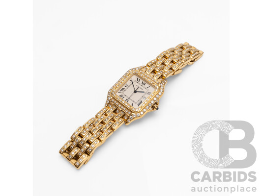 Vintage Ladies' Swiss Panthère de Cartier 18ct Yellow Gold & Diamond Dress Watch with Valuation - 8839570852