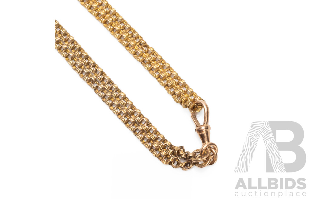 Vintage 14ct Gold Fancy Fine Multi Link Muff Chain & Pendant. Length - 79cm