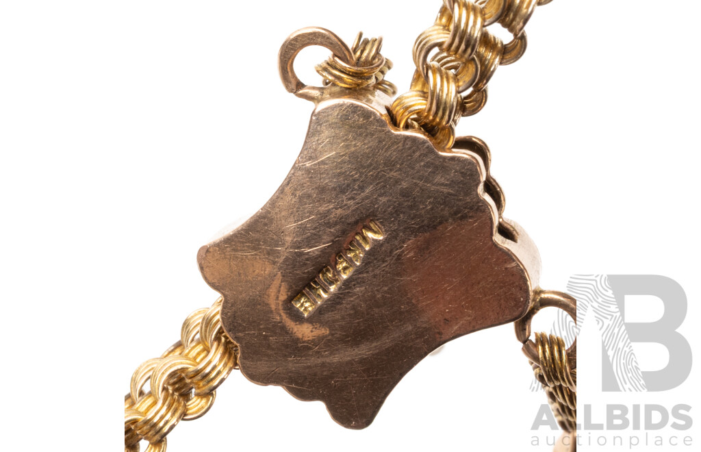 Vintage 14ct Gold Fancy Fine Multi Link Muff Chain & Pendant. Length - 79cm