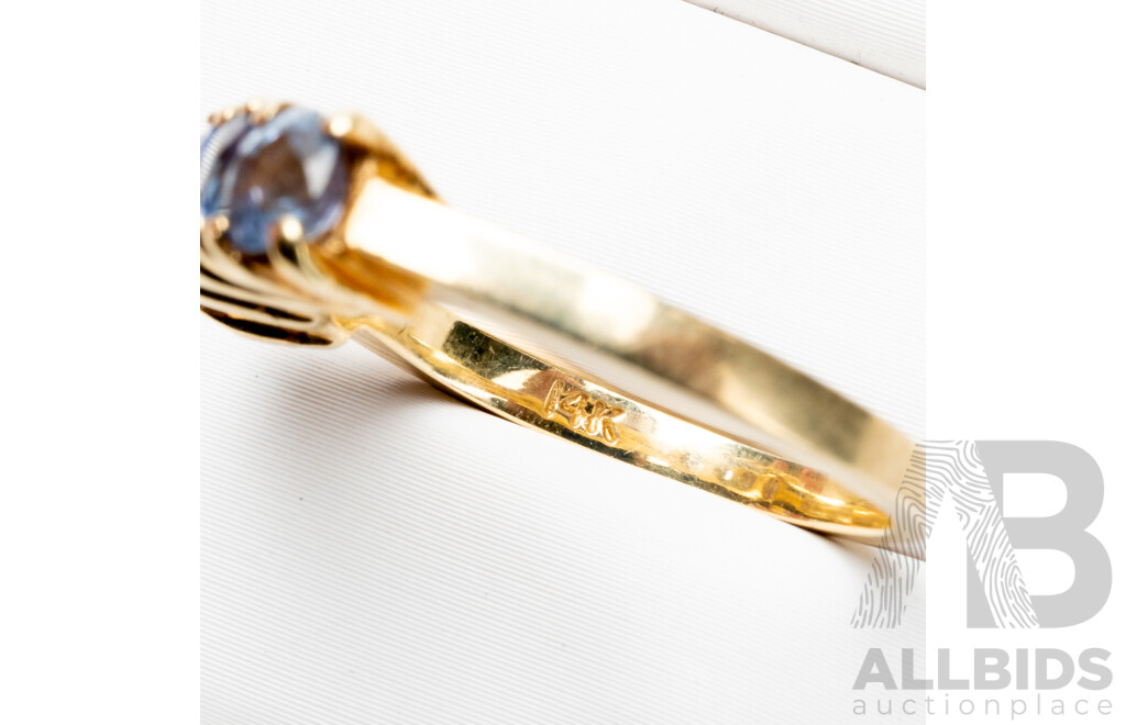 14ct Yellow Gold & Tanzanite 4 Stone Ring - Size N