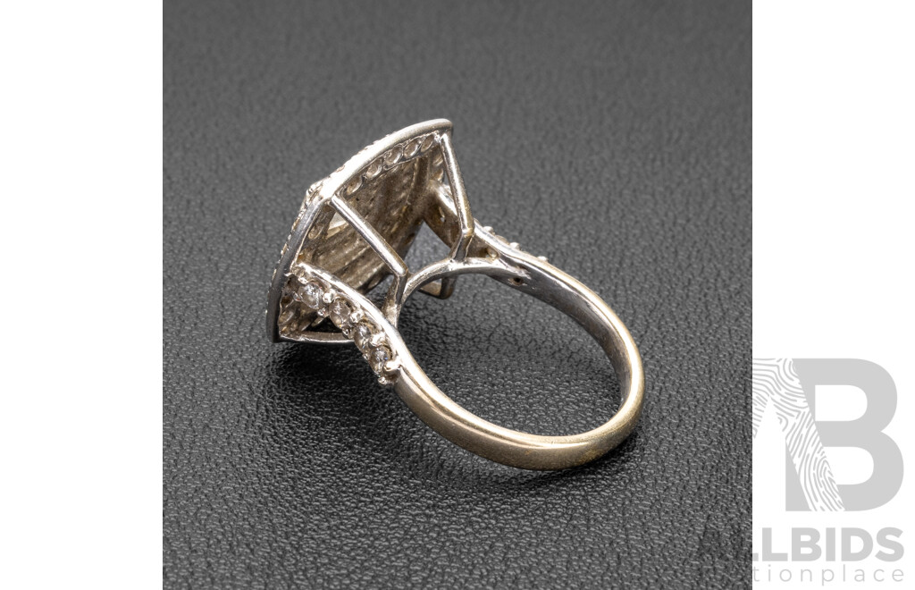 14ct White Gold & Diamond Cluster Style Dress Ring with Valuation -  Size N.5