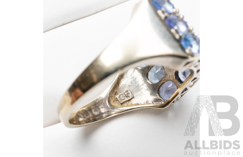14ct White Gold Tanzanite Cluster Dress Ring with Valuation - Size O