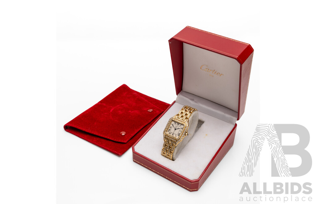 Vintage Ladies' Swiss Panthère de Cartier 18ct Yellow Gold & Diamond Dress Watch with Valuation - 8839570852