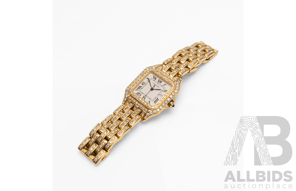 Vintage Ladies' Swiss Panthère de Cartier 18ct Yellow Gold & Diamond Dress Watch with Valuation - 8839570852