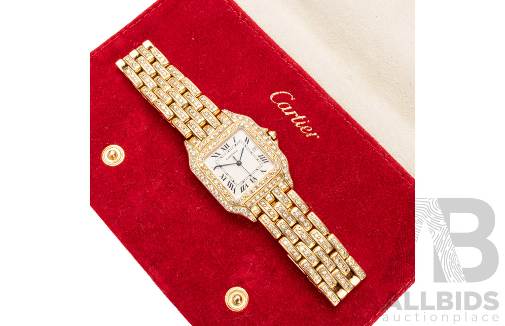 Vintage Ladies' Swiss Panthère de Cartier 18ct Yellow Gold & Diamond Dress Watch with Valuation - 8839570852