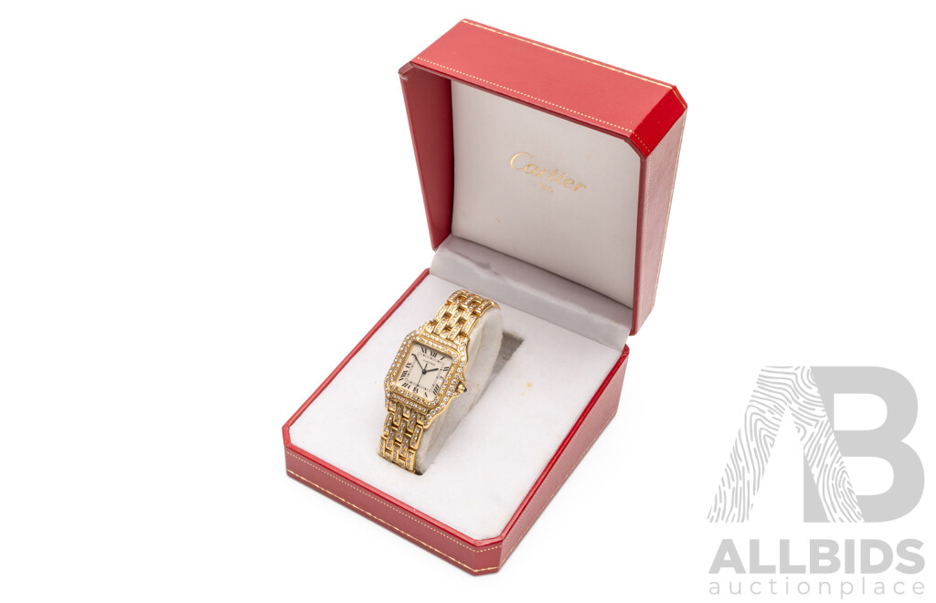 Vintage Ladies' Swiss Panthère de Cartier 18ct Yellow Gold & Diamond Dress Watch with Valuation - 8839570852