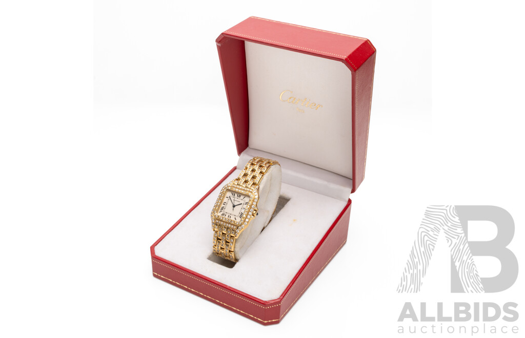 Vintage Ladies' Swiss Panthère de Cartier 18ct Yellow Gold & Diamond Dress Watch with Valuation - 8839570852