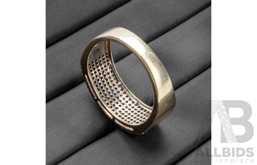 9ct White Gold Wide Diamond Pavé Set Band - Size P.5