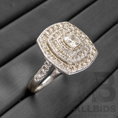 14ct White Gold & Diamond Cluster Style Dress Ring with Valuation -  Size N.5