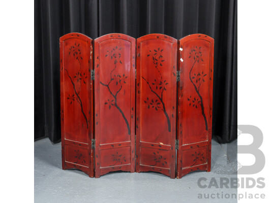 Small Oriental Four Panel Screen