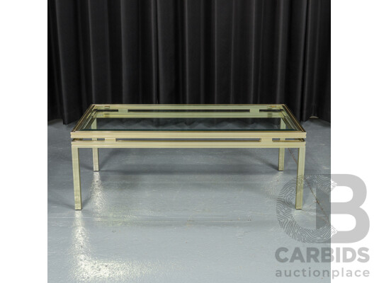 Pierre Vendel Brass and Glass Coffee Table