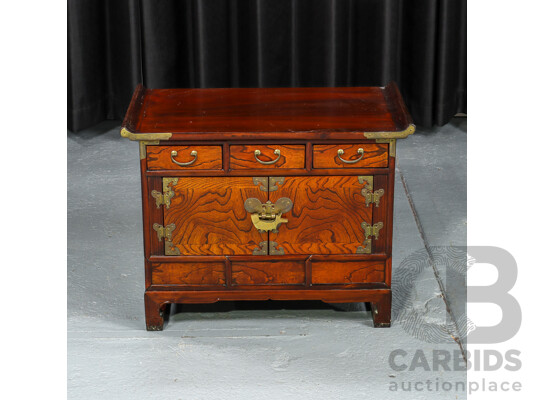 Small Korean Elm Two Door Cabinet