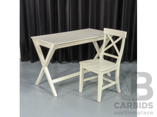 Painted Wooden Modern Desk and Matching Chair