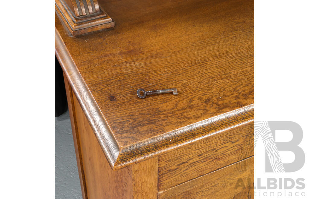 Late Edwardian Oak Mirrored Back Sideboard