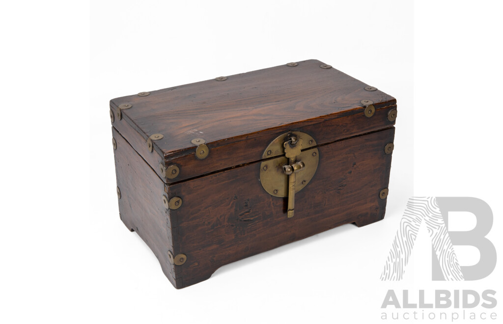 Small Vintage Chinese Hardwood Lift Top Chest