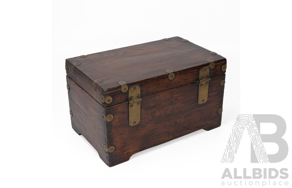 Small Vintage Chinese Hardwood Lift Top Chest