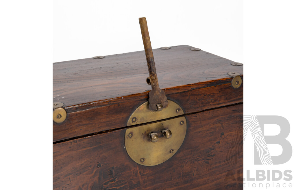 Small Vintage Chinese Hardwood Lift Top Chest