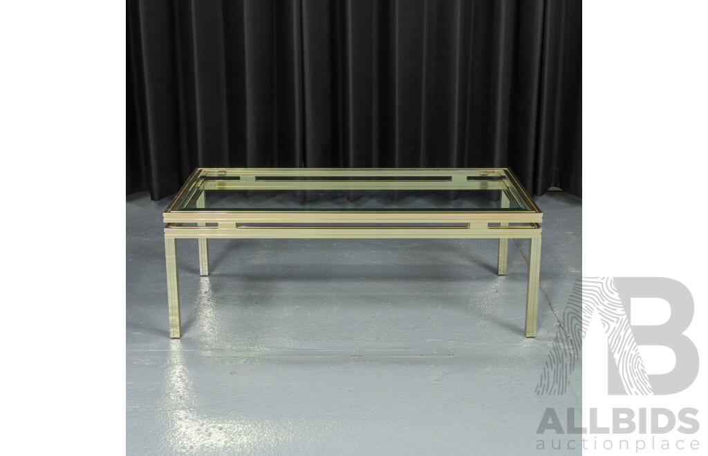 Pierre Vendel Brass and Glass Coffee Table