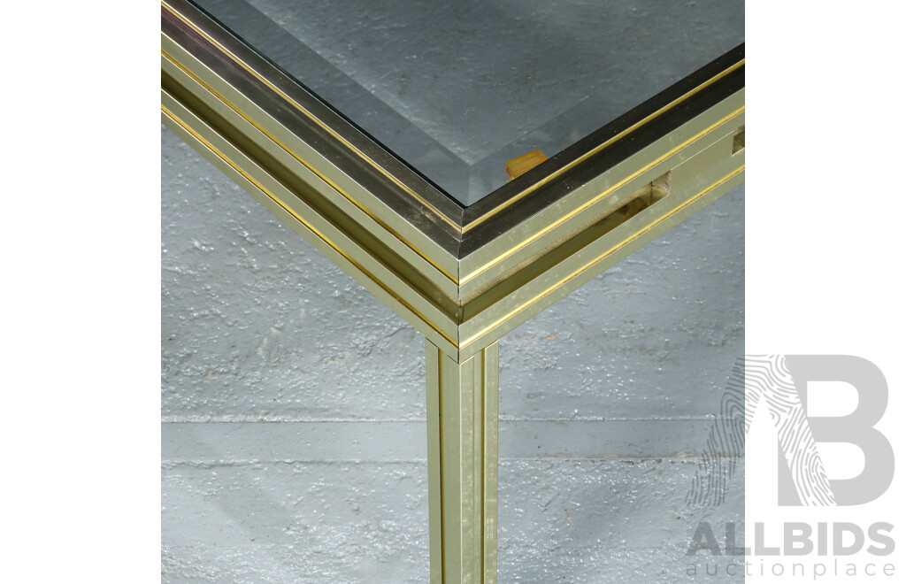 Pierre Vendel Brass and Glass Coffee Table