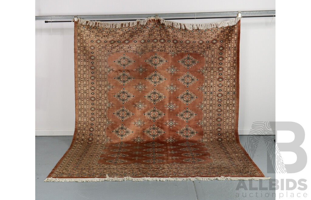 Hand Knotted Terracotta Patterned Rug