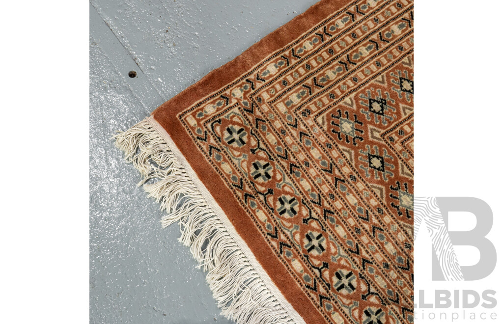 Hand Knotted Terracotta Patterned Rug