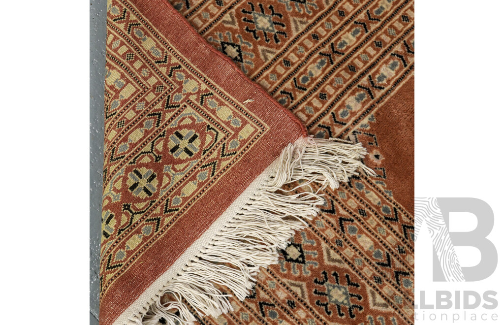 Hand Knotted Terracotta Patterned Rug