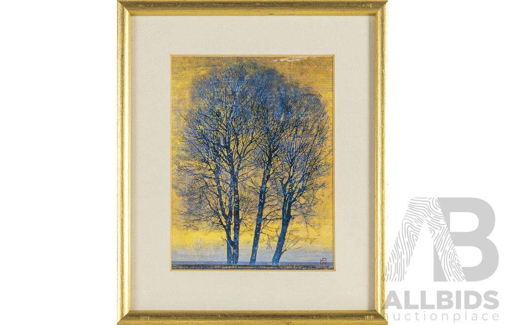 Joichi Hoshi (20th Century, Japanese, 1913-1979), Winter Day(A), Autumn Light, Tree of the Kings & Morning, Four Vintage Prints After Original Wood Blocks, 22H x 27W cm (largest Frame) (4)