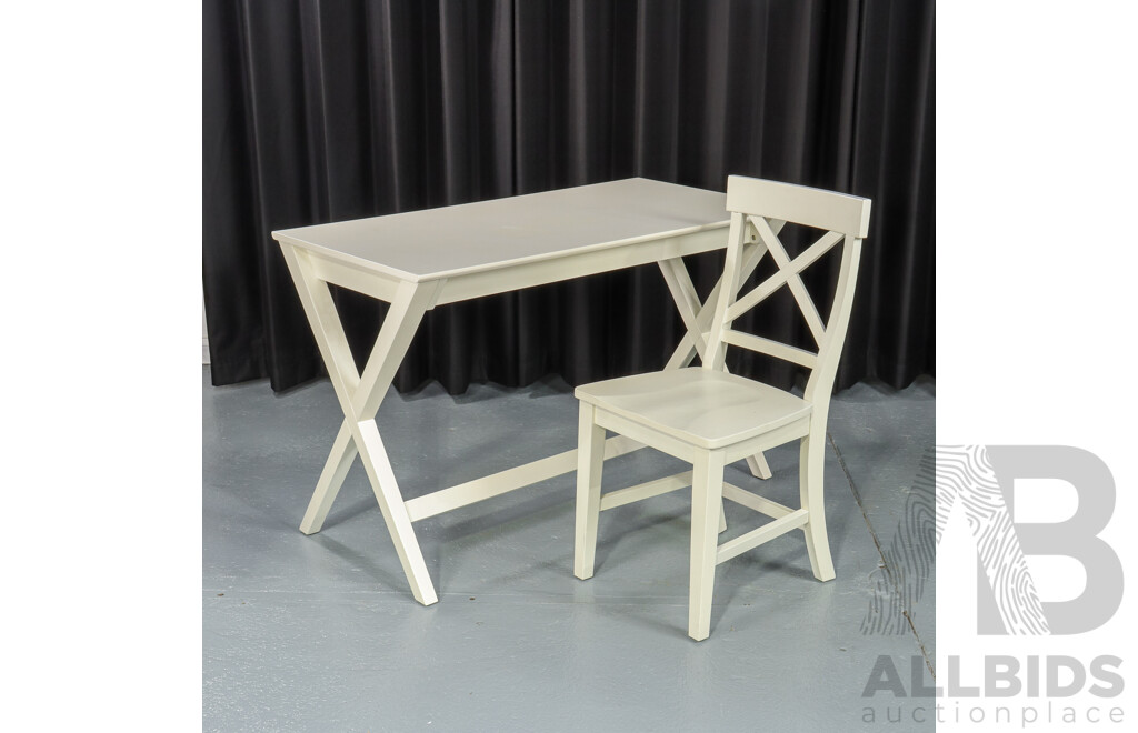 Painted Wooden Modern Desk and Matching Chair