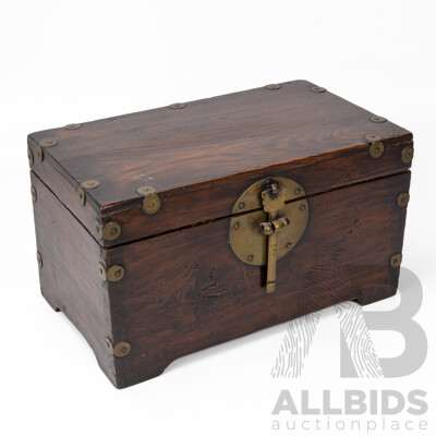 Small Vintage Chinese Hardwood Lift Top Chest
