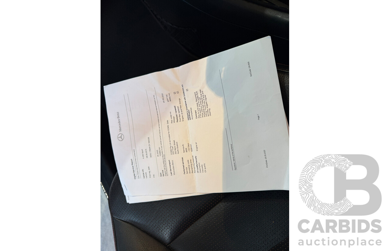 07/2015 Mercedes-Benz A250 Sport 176 MY15 5D Hatchback Calcite White Turbo 2.0L