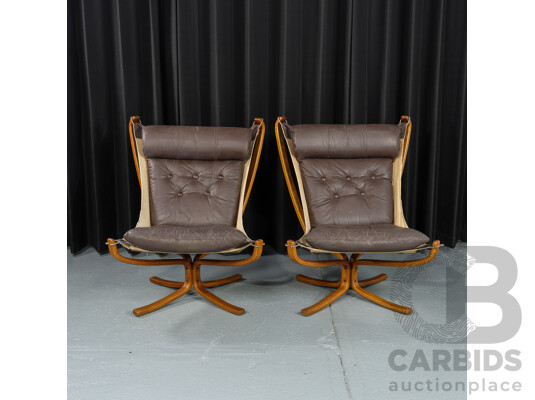 Pair of Vintage Falcon Chairs by Sigurd Ressell for Vatne Mobler