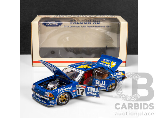 Biante 1981 Ford XD Falcon Bathurst Winner DJR Johnson / French #17 Tru-Blu Steel (MB007) Signed COA and Car 1:18 Scale Model Car