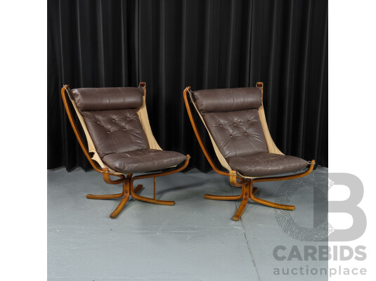 Pair of Vintage Falcon Chairs by Sigurd Ressell for Vatne Mobler