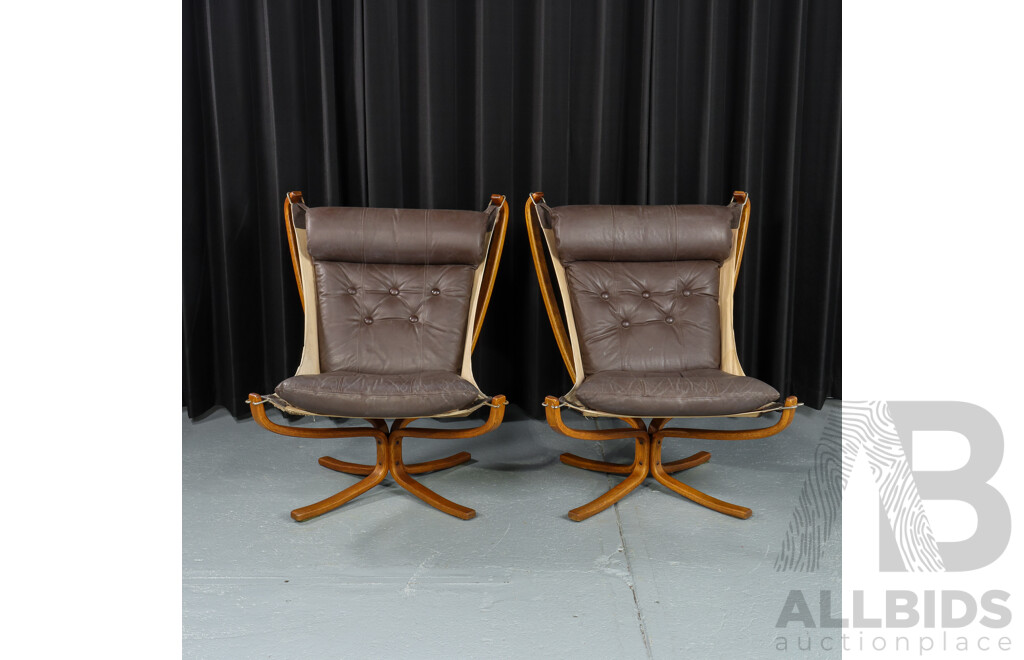 Pair of Vintage Falcon Chairs by Sigurd Ressell for Vatne Mobler