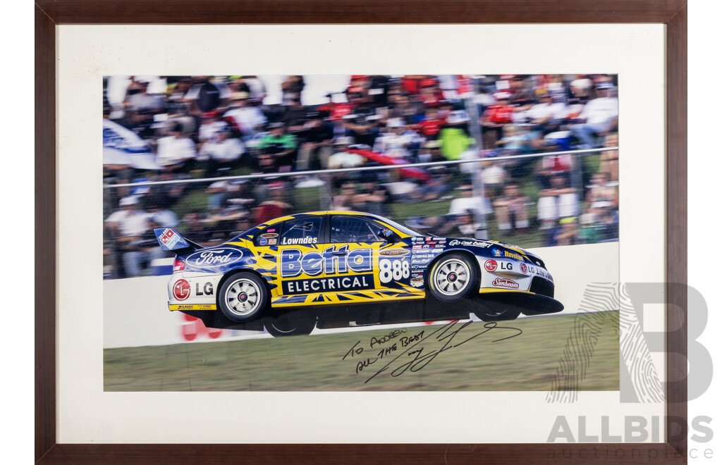 Framed Signed Photo Print of Craig Lowndes 888 Betta Electrical Ford BA Falcon