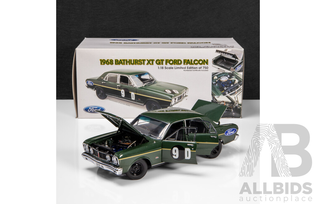 Classic Carlectables 1968 Ford XT Falcon GT Bathurst Dark Green Metallic #9D Gibson / Seton (18086) 1:18 Scale Model Car
