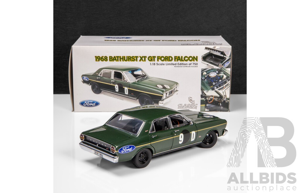 Classic Carlectables 1968 Ford XT Falcon GT Bathurst Dark Green Metallic #9D Gibson / Seton (18086) 1:18 Scale Model Car