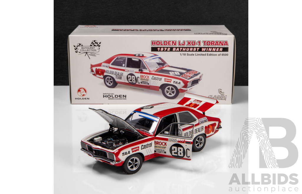 Classic Carlectables 1972 Holden LJ XU-1 Torana Coupe Bathurst Winner #28C Peter Brock HDT (18314) 1:18 Scale Model Car