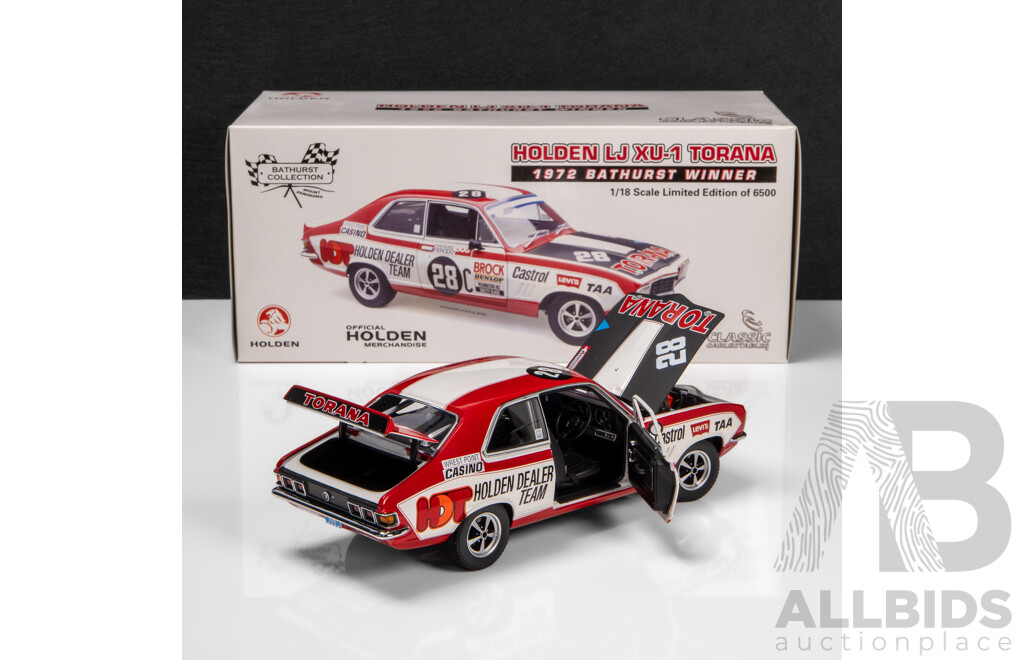 Classic Carlectables 1972 Holden LJ XU-1 Torana Coupe Bathurst Winner #28C Peter Brock HDT (18314) 1:18 Scale Model Car