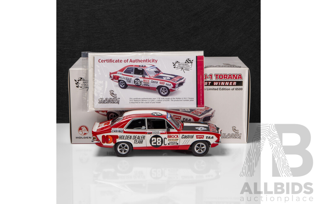 Classic Carlectables 1972 Holden LJ XU-1 Torana Coupe Bathurst Winner #28C Peter Brock HDT (18314) 1:18 Scale Model Car