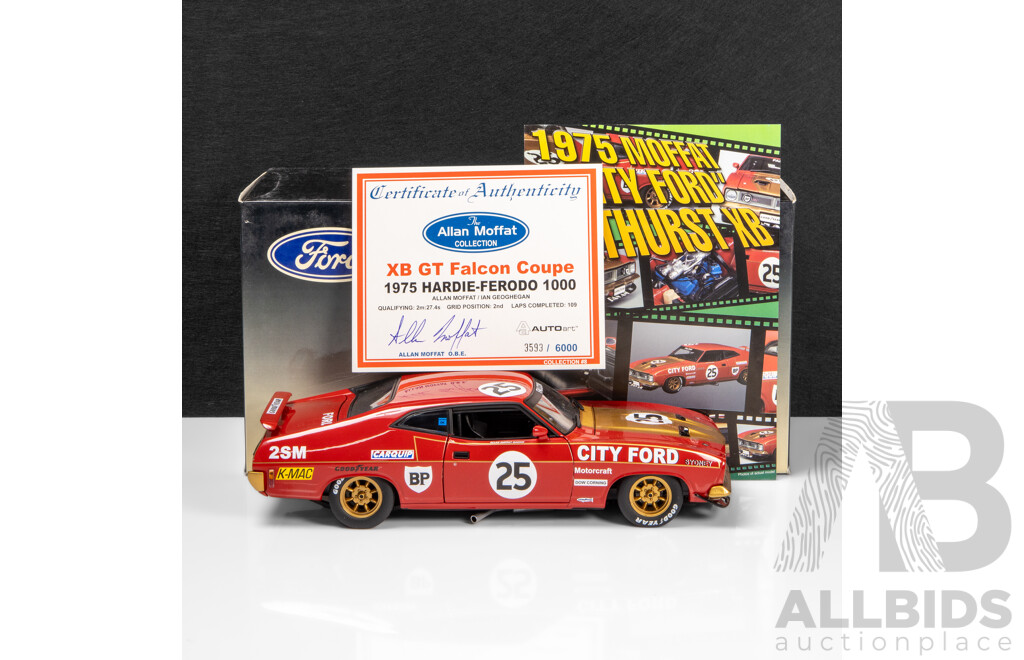 AUTOart 1975 Ford XB Falcon GT Coupe City Ford #25 Moffat / Geoghegan, Signed COA (87511) 1:18 Scale Model Car