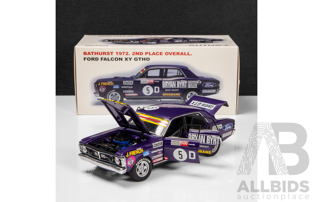 AUTOart 1972 Ford XY Falcon GTHO Sedan Bathurst 2nd Place John French (87210) Signed COA 1:18 Scale Model Car