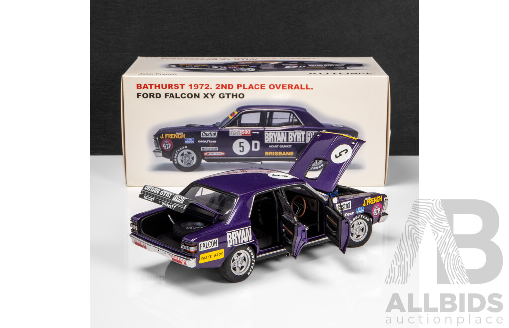 AUTOart 1972 Ford XY Falcon GTHO Sedan Bathurst 2nd Place John French (87210) Signed COA 1:18 Scale Model Car