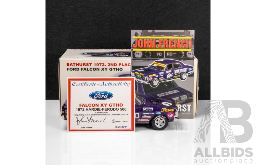 AUTOart 1972 Ford XY Falcon GTHO Sedan Bathurst 2nd Place John French (87210) Signed COA 1:18 Scale Model Car