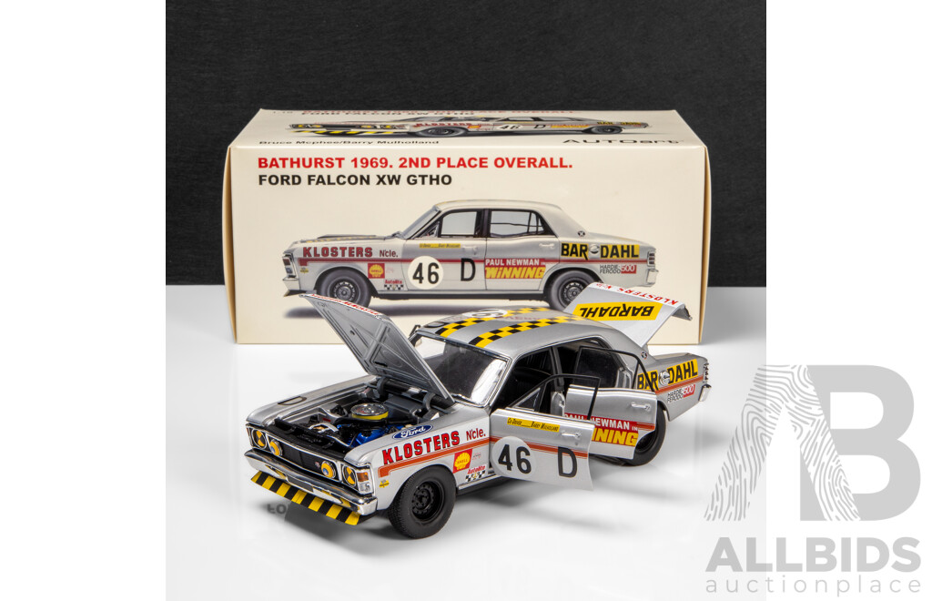 AUTOart 1969 Ford XW Falcon GTHO Sedan Bathurst 2nd Place McPhee / Mulholland (86913) Signed COA 1:18 Scale Model Car