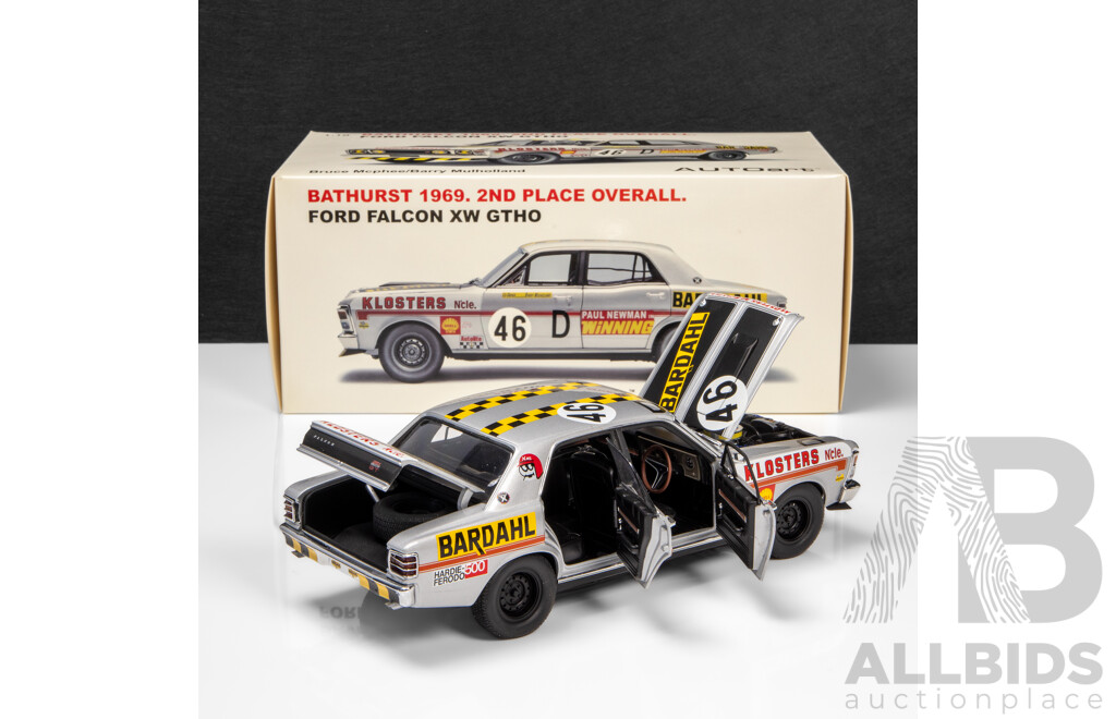 AUTOart 1969 Ford XW Falcon GTHO Sedan Bathurst 2nd Place McPhee / Mulholland (86913) Signed COA 1:18 Scale Model Car