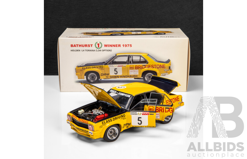 AUTOart 1975 Holden LH Torana L34 Option Sedan Bathurst Winner Peter Brock (87560) Signed COA 1:18 Scale Model Car