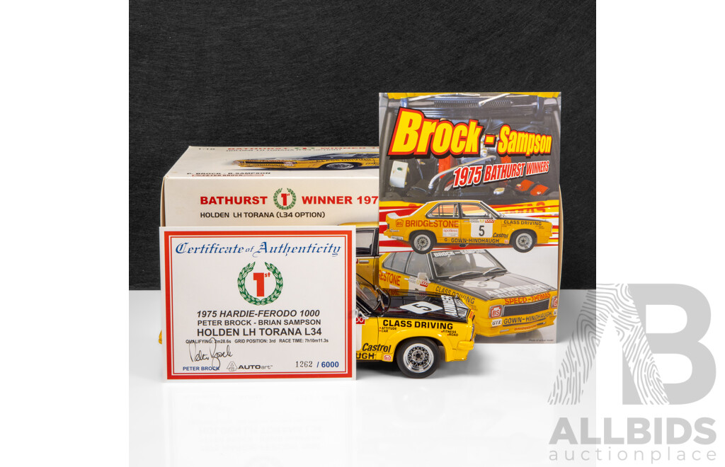 AUTOart 1975 Holden LH Torana L34 Option Sedan Bathurst Winner Peter Brock (87560) Signed COA 1:18 Scale Model Car