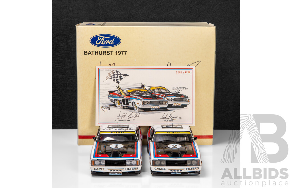 AUTOart 1977 Ford XC Falcon Hardtop Coupe Bathurst Winner 1-2 Finish TWIN SET Moffat / Bond (87712) Signed Box, COA and Cars 1:18 Scale Model Cars