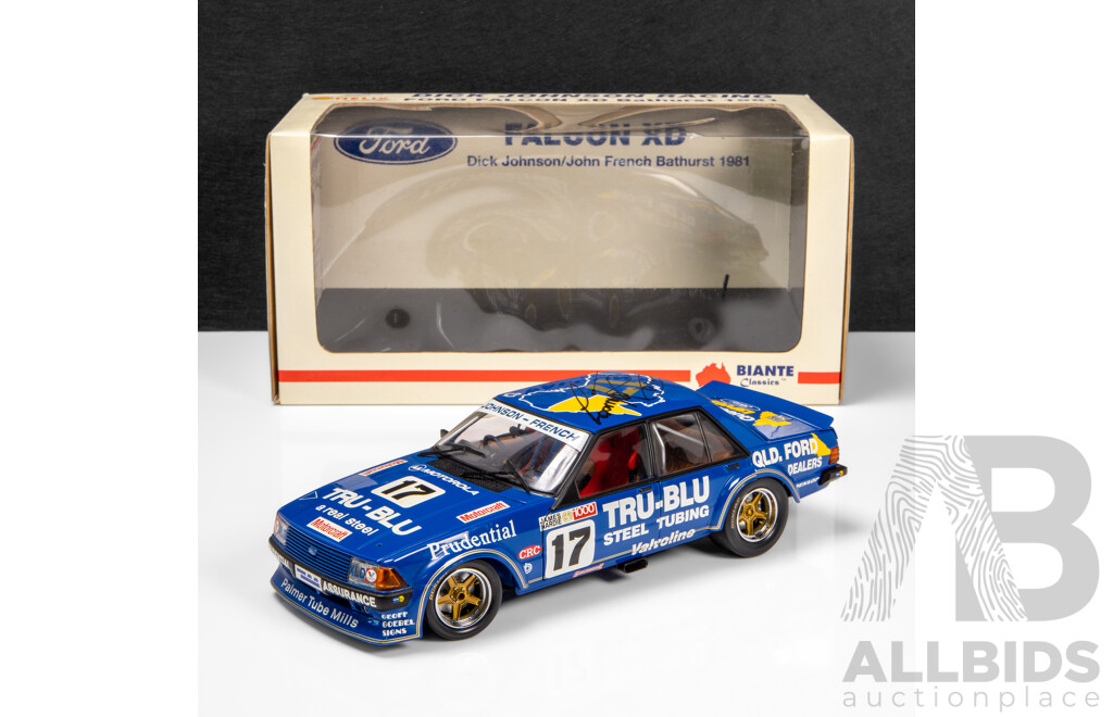 Biante 1981 Ford XD Falcon Bathurst Winner DJR Johnson / French #17 Tru-Blu Steel (MB007) Signed COA and Car 1:18 Scale Model Car